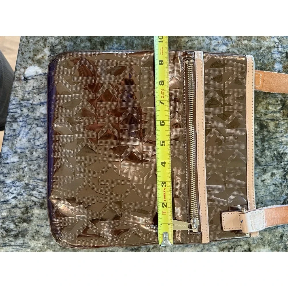 MICHAEL KORS JET SET SIGNATURE FLAT CROSSBODY 7X8.75 Cocoa LEATHER BAG